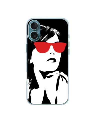 Coque iPhone 16 Plus Fille Lunettes Rouges - Jonathan Perez