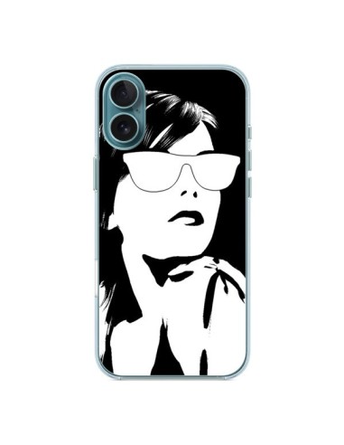 Coque iPhone 16 Plus Fille Lunettes Blanches - Jonathan Perez