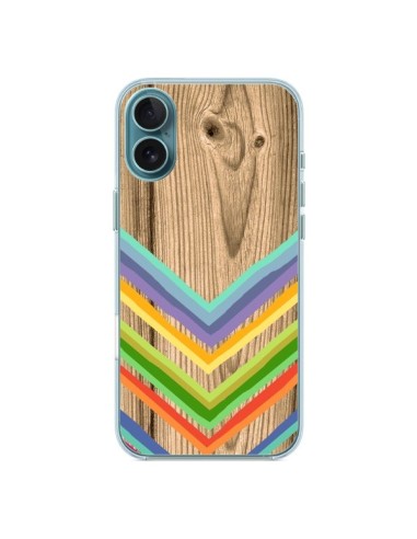 Coque iPhone 16 Plus Tribal Azteque Bois Wood - Jonathan Perez