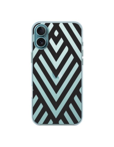 Coque iPhone 16 Plus Geometric Azteque Noir Transparente - Dricia Do