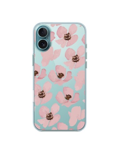 Coque iPhone 16 Plus Fleurs Roses Flower Transparente - Dricia Do