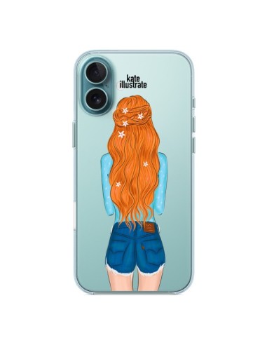 Coque iPhone 16 Plus Red Hair Don't Care Rousse Transparente - kateillustrate