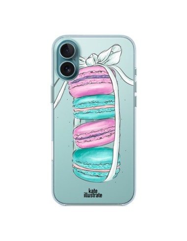 Coque iPhone 16 Plus Macarons Pink Mint Rose Transparente - kateillustrate