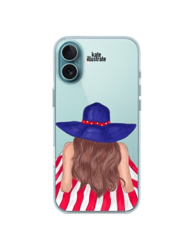 Coque iPhone 16 Plus Beah Girl Fille Plage Transparente - kateillustrate