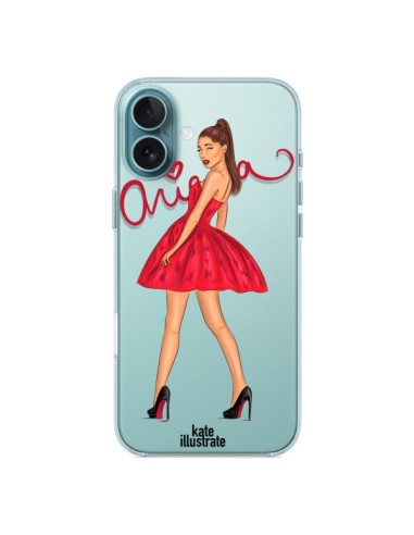 Coque iPhone 16 Plus Ariana Grande Chanteuse Singer Transparente - kateillustrate