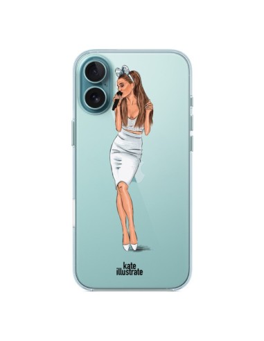 Coque iPhone 16 Plus Ice Queen Ariana Grande Chanteuse Singer Transparente - kateillustrate