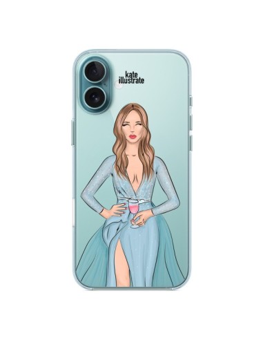 Coque iPhone 16 Plus Cheers Diner Gala Champagne Transparente - kateillustrate