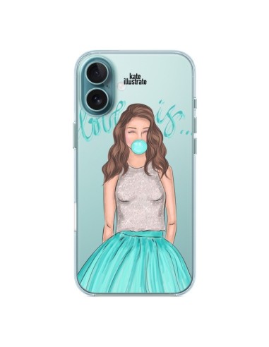 Coque iPhone 16 Plus Bubble Girls Tiffany Bleu Transparente - kateillustrate