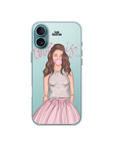 Coque iPhone 16 Plus Bubble Girl Tiffany Rose Transparente - kateillustrate