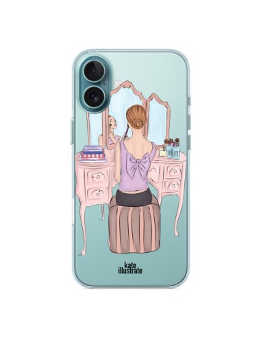 Coque iPhone 16 Plus Vanity Coiffeuse Make Up Transparente - kateillustrate