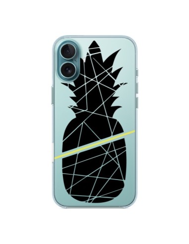 Coque iPhone 16 Plus Ananas Noir Transparente - Koura-Rosy Kane