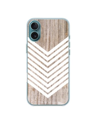 Coque iPhone 16 Plus Tribal Aztèque Bois Wood Flèche Blanc - Laetitia