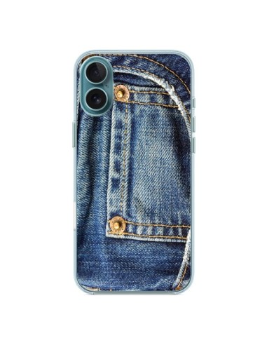 Coque iPhone 16 Plus Jean Bleu Vintage - Laetitia