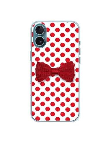 Coque iPhone 16 Plus Noeud Papillon Rouge Girly Bow Tie - Laetitia