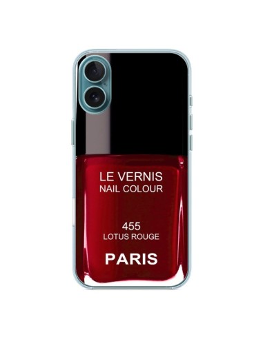 Coque iPhone 16 Plus Vernis Paris Lotus Rouge - Laetitia