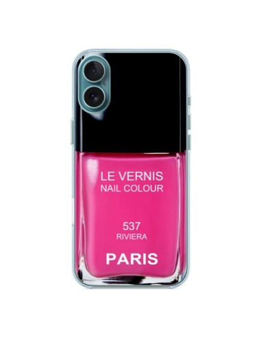 Coque iPhone 16 Plus Vernis Paris Riviera Rose - Laetitia