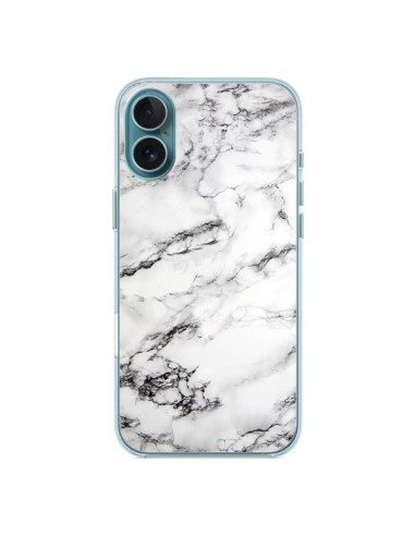 Coque iPhone 16 Plus Marbre Marble Blanc White - Laetitia