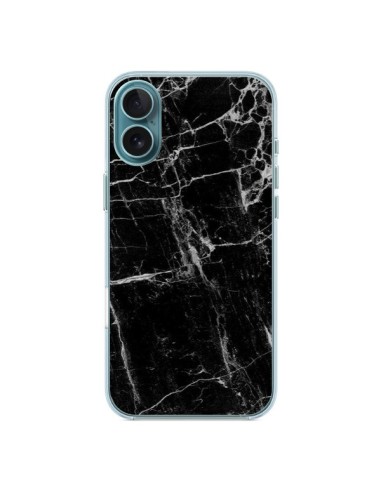 Coque iPhone 16 Plus Marbre Marble Noir Black - Laetitia