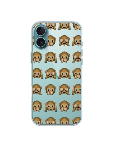 Coque iPhone 16 Plus Singe Monkey Emoticone Emoji Transparente - Laetitia