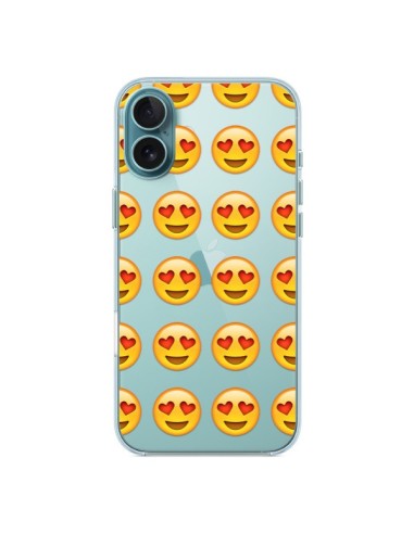 Coque iPhone 16 Plus Love Amoureux Smiley Emoticone Emoji Transparente - Laetitia