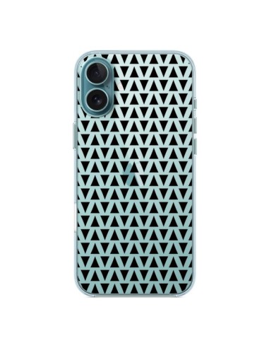 Coque iPhone 16 Plus Triangles Romi Azteque Noir Transparente - Laetitia