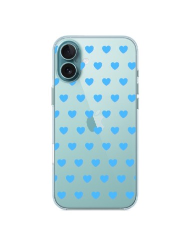 Coque iPhone 16 Plus Coeur Heart Love Amour Bleu Transparente - Laetitia