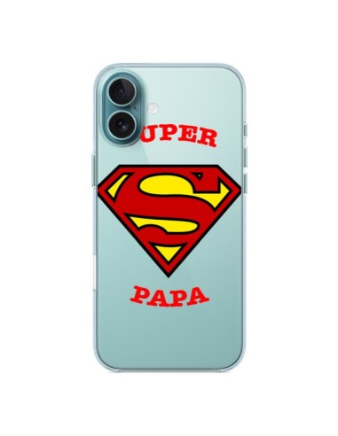 Coque iPhone 16 Plus Super Papa Transparente - Laetitia