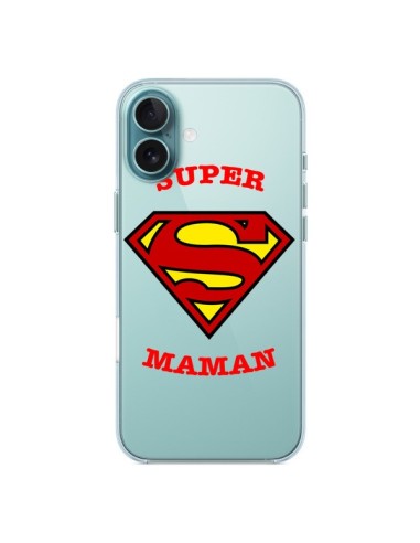 Coque iPhone 16 Plus Super Maman Transparente - Laetitia