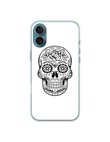 Coque iPhone 16 Plus Tête de Mort Mexicaine Noir - Laetitia