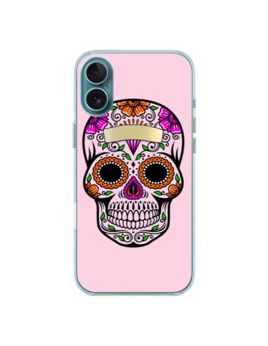 Coque iPhone 16 Plus Tête de Mort Mexicaine Rose Multicolore - Laetitia