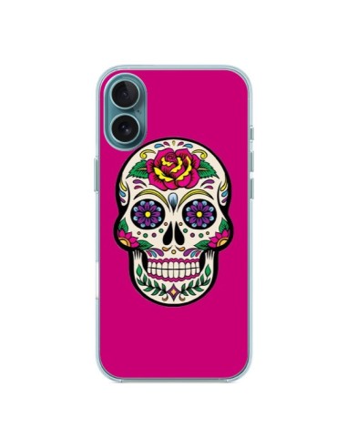 Coque iPhone 16 Plus Tête de Mort Mexicaine Rose Fushia - Laetitia