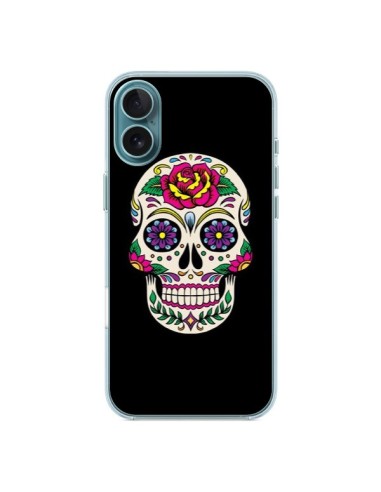 Coque iPhone 16 Plus Tête de Mort Mexicaine Multicolore Noir - Laetitia