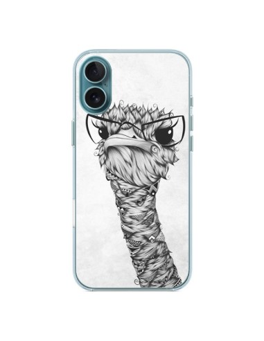 Coque iPhone 16 Plus Ostrich Autruche Noir et Blanc - LouJah