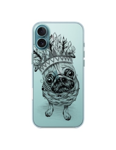 Coque iPhone 16 Plus Chien Roi Bulldog Indien Transparente - LouJah