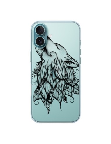 Coque iPhone 16 Plus Loup Hurlant Transparente - LouJah