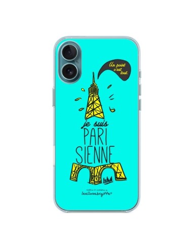 Coque iPhone 16 Plus Je suis Parisienne La Tour Eiffel Bleu - Leellouebrigitte