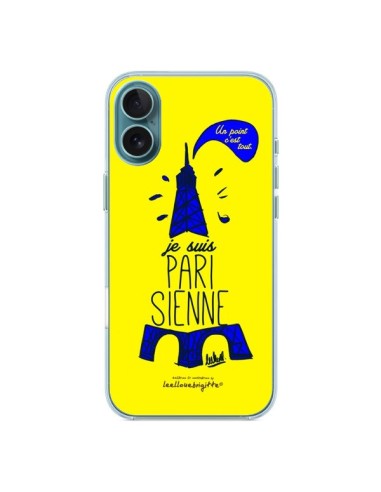 Cover iPhone 16 Plus Je suis Parisienne La Tour Eiffel Giallo - Leellouebrigitte