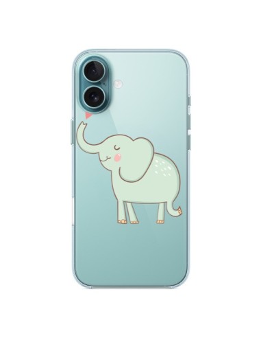 Coque iPhone 16 Plus Elephant Elefant Animal Coeur Love  Transparente - Petit Griffin