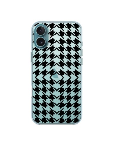 Coque iPhone 16 Plus Vichy Carre Noir Transparente - Petit Griffin