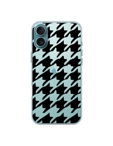 Cover iPhone 16 Plus Vichy Gros Carre Nero Trasparente - Petit Griffin