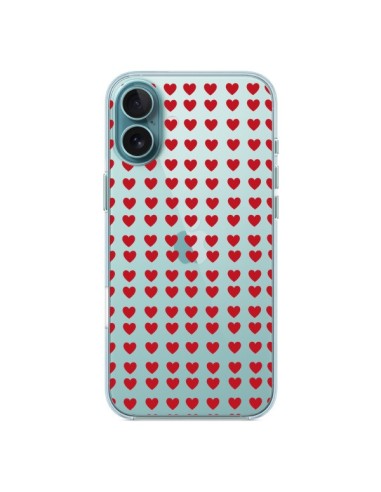 Coque iPhone 16 Plus Coeurs Heart Love Amour Red Transparente - Petit Griffin