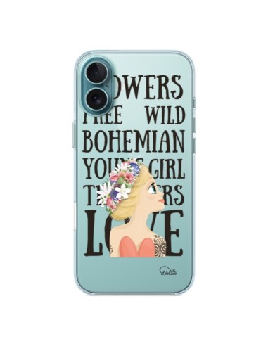 Coque iPhone 16 Plus Flowers Love Transparente - Lolo Santo