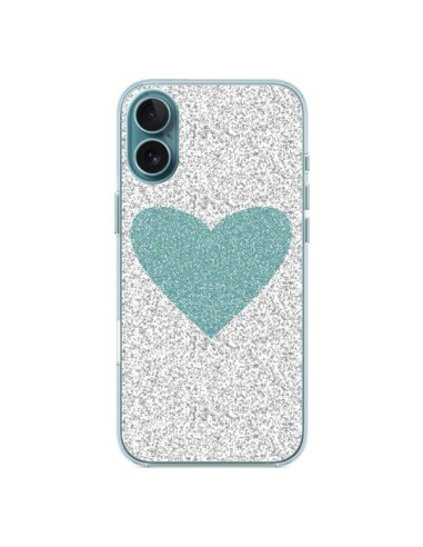 Cover iPhone 16 Plus Cuore Blu Verde Argento Amore - Mary Nesrala