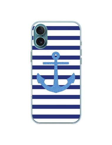 Coque iPhone 16 Plus Ancre Voile Marin Navy Blue - Mary Nesrala