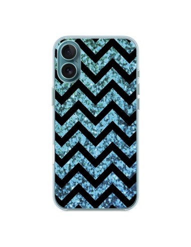 Coque iPhone 16 Plus Chevron Aqua Sparkle Triangle Azteque - Mary Nesrala