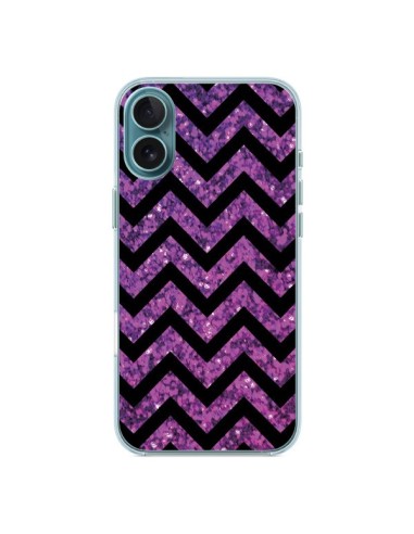 Coque iPhone 16 Plus Chevron Purple Sparkle Triangle Azteque - Mary Nesrala