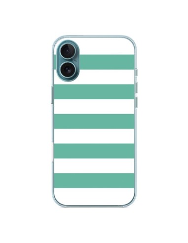 Coque iPhone 16 Plus Bandes Mint Vert - Mary Nesrala