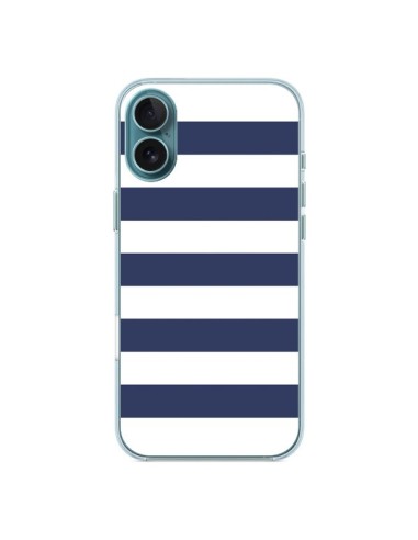 Coque iPhone 16 Plus Bandes Marinières Bleu Blanc Gaultier - Mary Nesrala