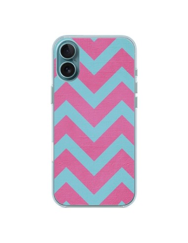 Coque iPhone 16 Plus Strawberry Chevron Rose Bleu - Mary Nesrala