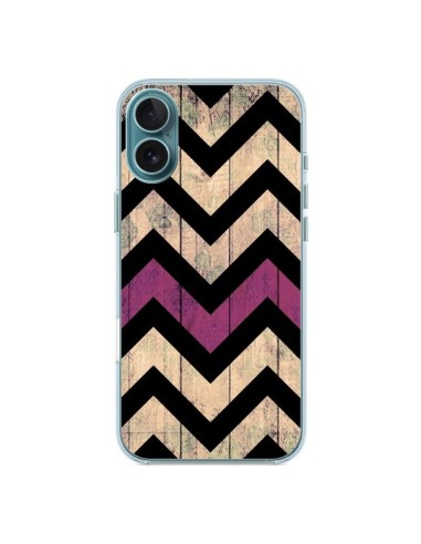 Coque iPhone 16 Plus Chevron Vintage Bois Wood - Mary Nesrala